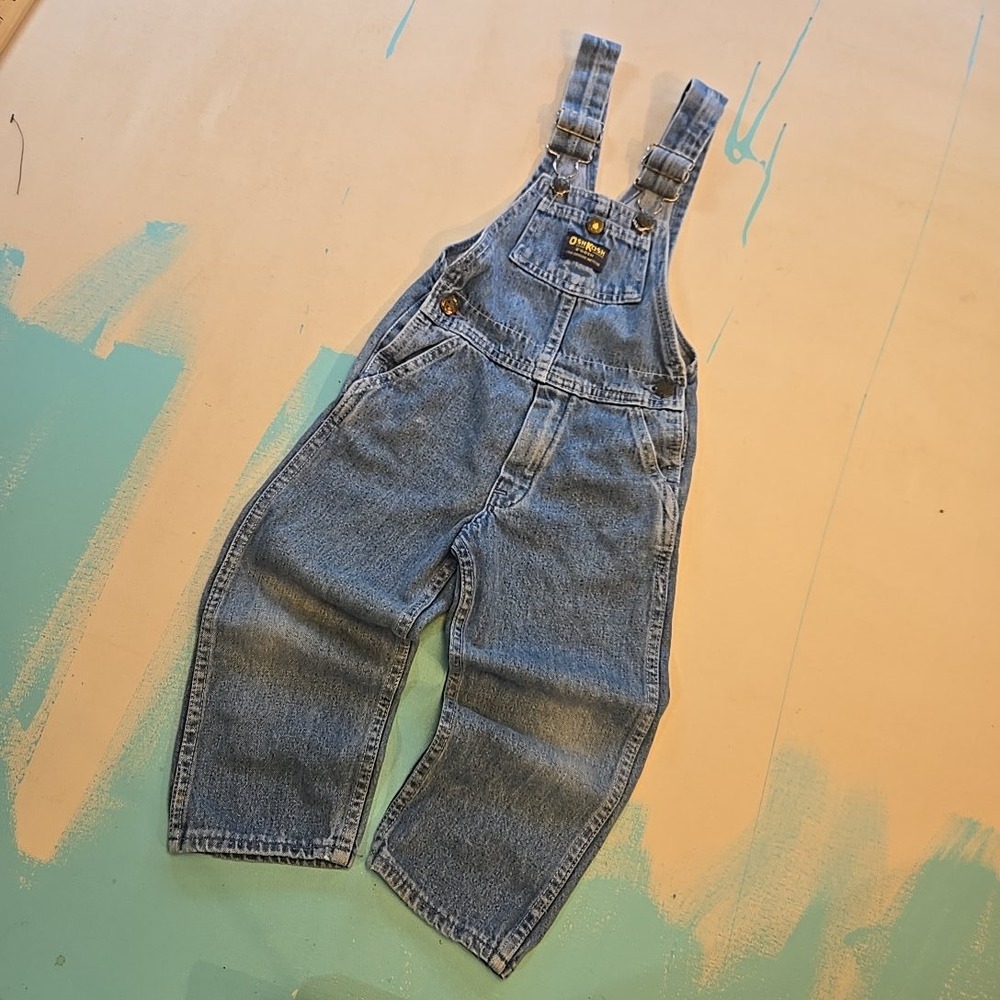 VTG OshKosh Vestbak Overalls Kids 4T USA Genuine Denim Triangle Patch 1990s USA‎